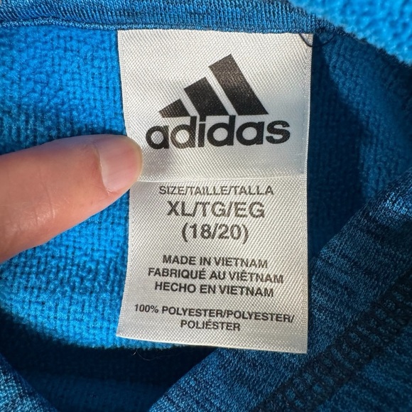 Adidas Pullover Hoodie Sweatshirt with Pockets Blue Logo Youth XL (18/20) - Picture 5 of 11
